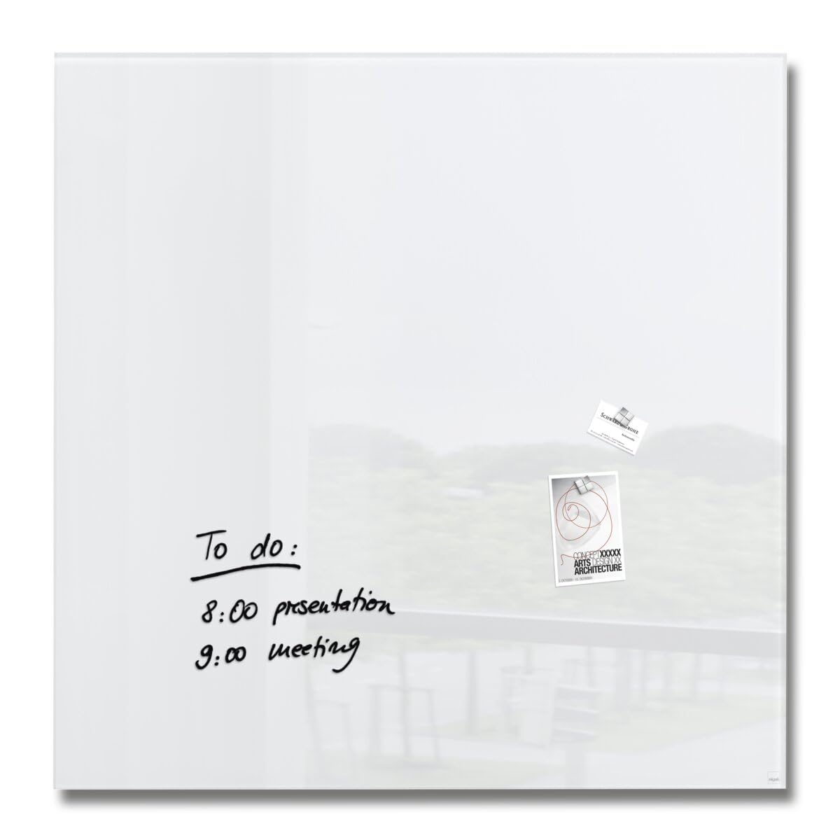 Sigel Wall Mounted Magnetic Glass Board 1000x1000x18mm - Super White