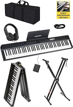 Midex PLX-120BK-ST Katlan r Ta nabilir Dijital Piyano Tu  Hassasiyetli Full Set