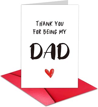 TQDaiker Happy Fathers Day Card, Simple Fathers Day Cards for Husband, Sweet Dad Card from Daughter Son, Envelope Included.