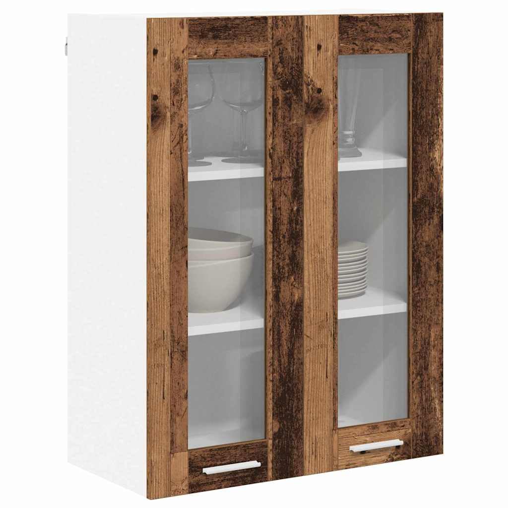Armadietto sospeso in legno anticato con molto spazio di archiviazione, 60 x 31 x 80 cm, in legno, moderno mobile da cucina con 2 ante a cerniera per la conservazione in cucina e dispensa