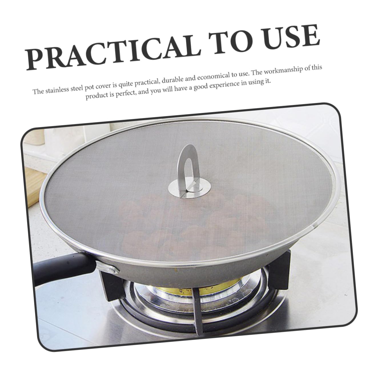 ABOOFAN 2 Pcs Stainless Steel Mesh Splatter Pot Cover Pot Lids for Grease Protection Multi Function Kitchen Use Easy to Handle Comfortable Grip
