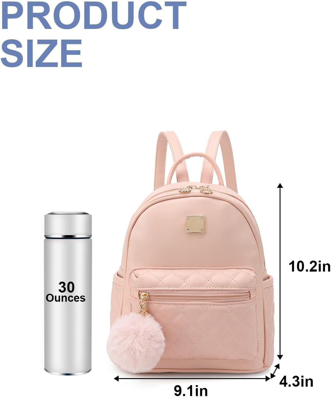 Girls Fashion Mini Backpack Purse Small Cute Plaid Leather Women Backpacks Little Bag (Pink) - Image 6
