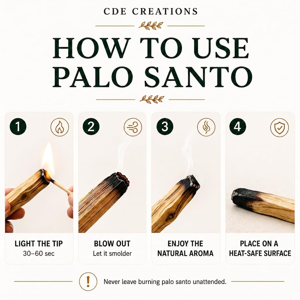 Palo Santo Smudging Sticks, High Resin Palo Santo, Holy Wood. Varilla de incienso premium certificada auténtica, cosechada salvaje para purificar, limpiar, curar, meditación y alivio