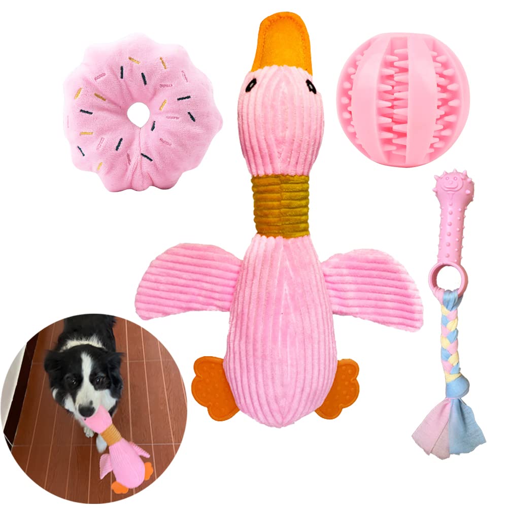 Volacopets Large Goose Puppy Toys, Dog chew Toys Squeaky Crinkle Duck for Small Medium Dog Breeds, Puppy Toys for Small Dogs, Puppy chew Teething Toys