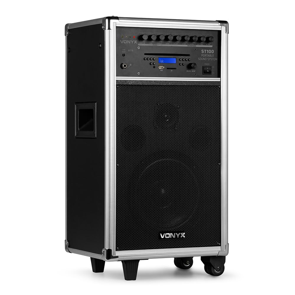 Vonyx ST100 Portable PA System, Battery Powered Speaker with CD
