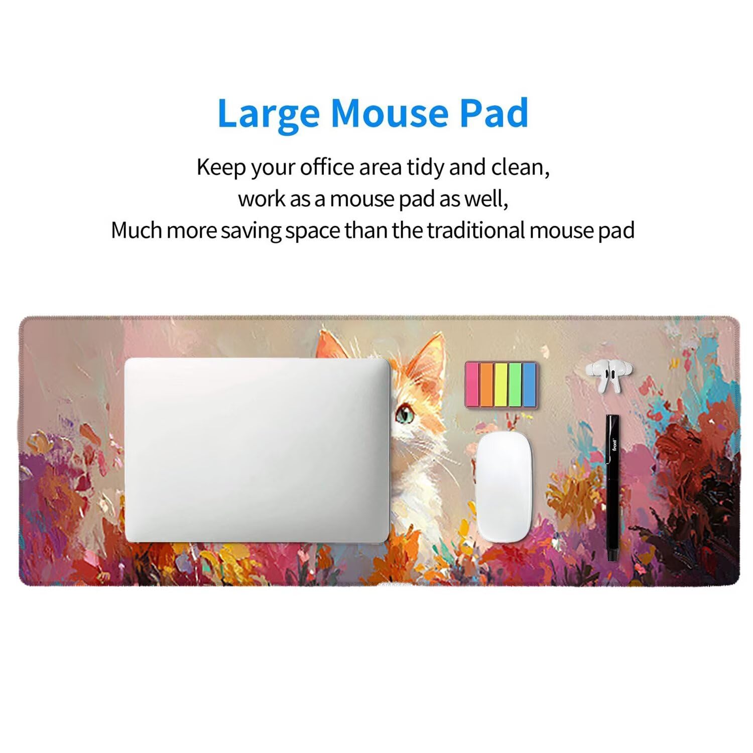 Tappetino per Mouse XXL 1400 x 600 x 3mm Tappetino Mouse Gaming Grande, Mousepad con Base in Gomma Antiscivolo, Tappeto per Tavolo da Gaming per Mouse e Tastiera, Accessori PC (carina ragazza) V-468