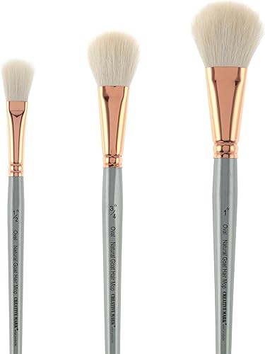 Miniatura 7 de Creative Mark Pinceles de pelo de cabra blanca natural, pinceles de pintura para pintura acrílica, aceite, acuarela y más, ovalados, tamaño 0.5