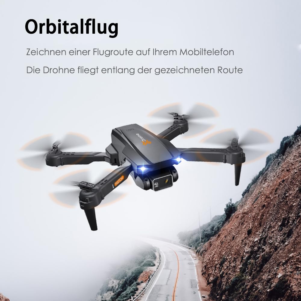 Drohne mit Kamera 4K für Anfänger, Kinder und Erwachsene, Mini Drohne mit WiFi, 2 Akkus, Ein-Knopf Start/Landung, faltbarer RC Quadcopter, Schwarz
