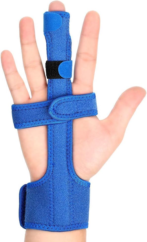 Trigger Finger Splint Finger Brace – Comfortable Finger Splints. Adjustable Aluminium Finger Straighter for Bent Mallet Fingers Fits All Fingers (Blue)