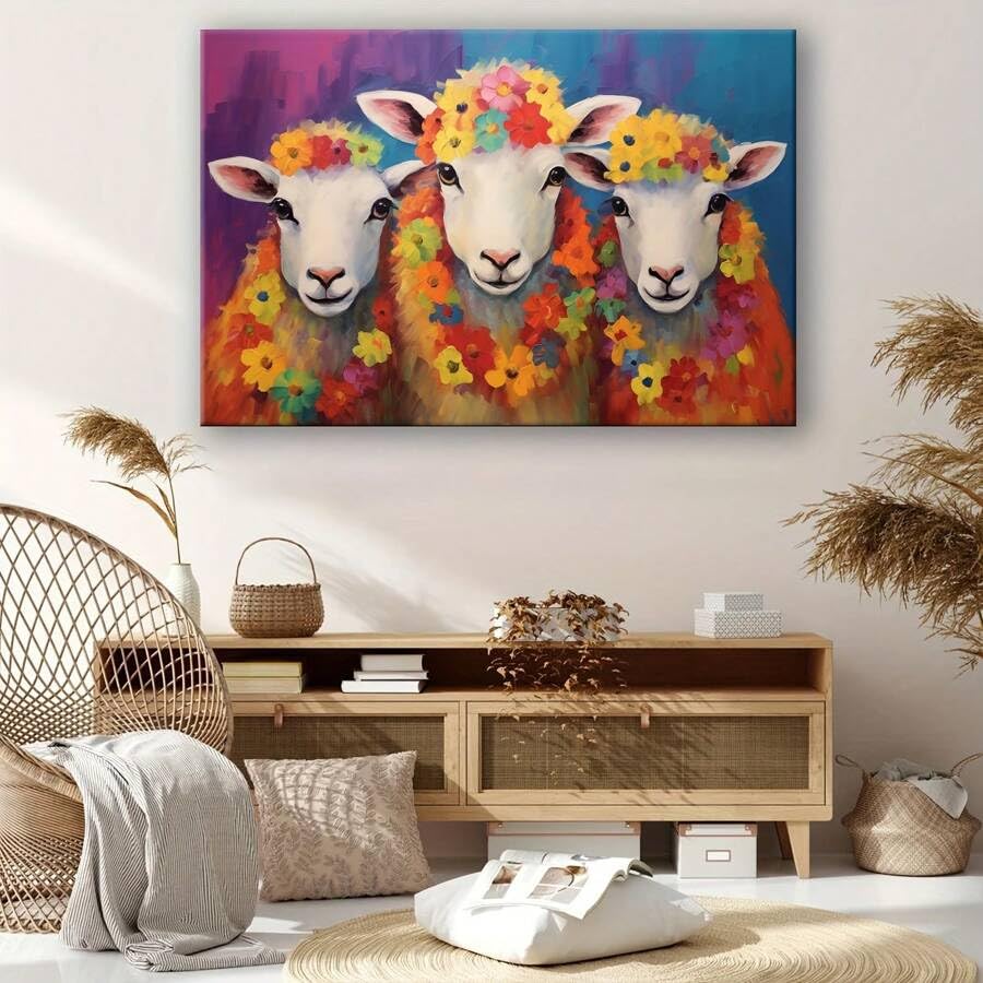 Affiches sur toile moutons colorés Solution déco murale grand format - 3