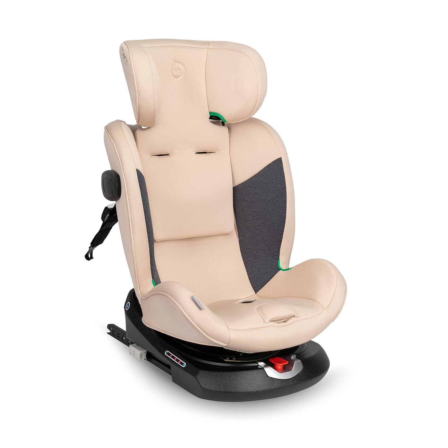 MoMi Autositz für Kinder EMI 0-12 Jahre (Gruppe 0+, 1, 2, 3, 3, Kinder bis 36 kg, 40 bis 150 cm), 360° drehbar, Einbau rückwärts: bis 18 kg, vorwärts: ab 18 kg, Befestigung mit ISOFIX und Top-Tether