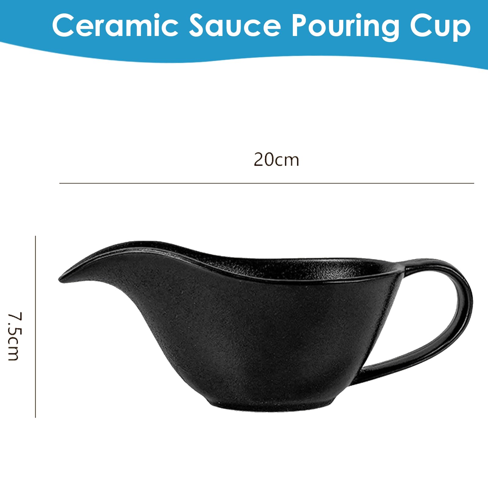 Salsiera da Tavola in Porcellana da 250ml, Pentole Terracotta Stile con Manico, Gravy Boat per Salse, Condimenti e Sughi, Perfetta per Casa e Ristorante