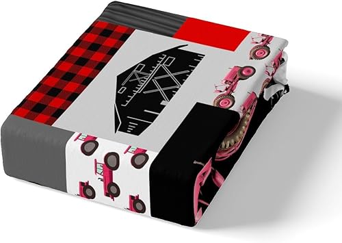 Miniatura 4 de Feelyou Juego de funda de edredón de tractor rojo para niños, juego de ropa de cama de tractor agrícola para niños y niñas, juego de funda de