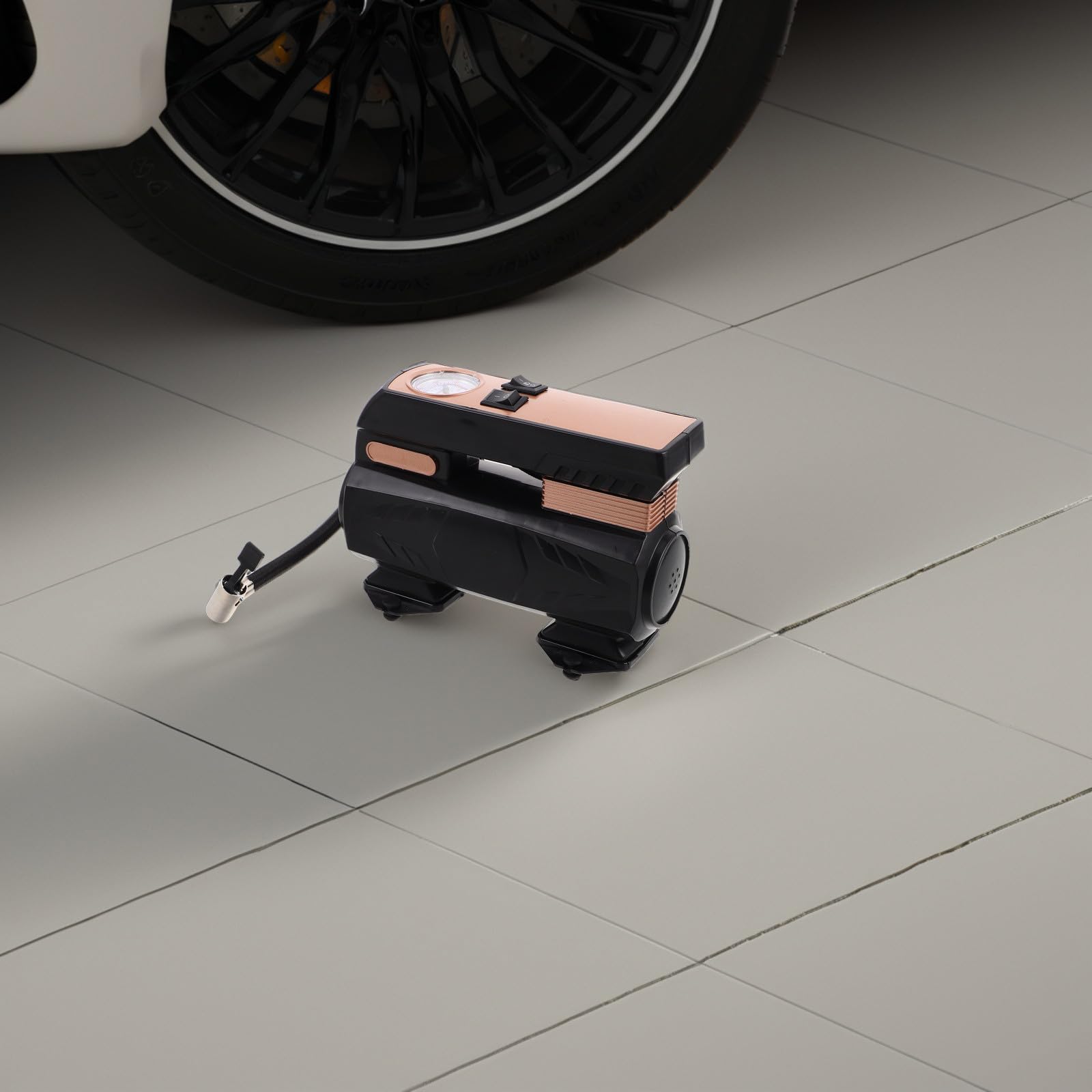 Compressore Portatile 12v per Auto e Moto, Gonfiaggio Automatico Abs