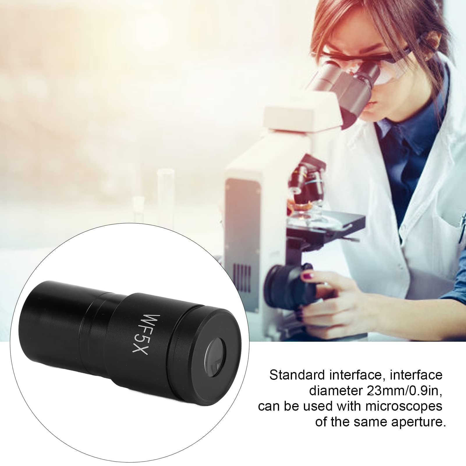 Agatige Adattatore per Microscopio, 5X Microscopio Oculare Accessori per Microscopio Ottico Oculare Microscopio Biologico Obiettivi Adattatori per Microscopi Diametro 23,2 mm