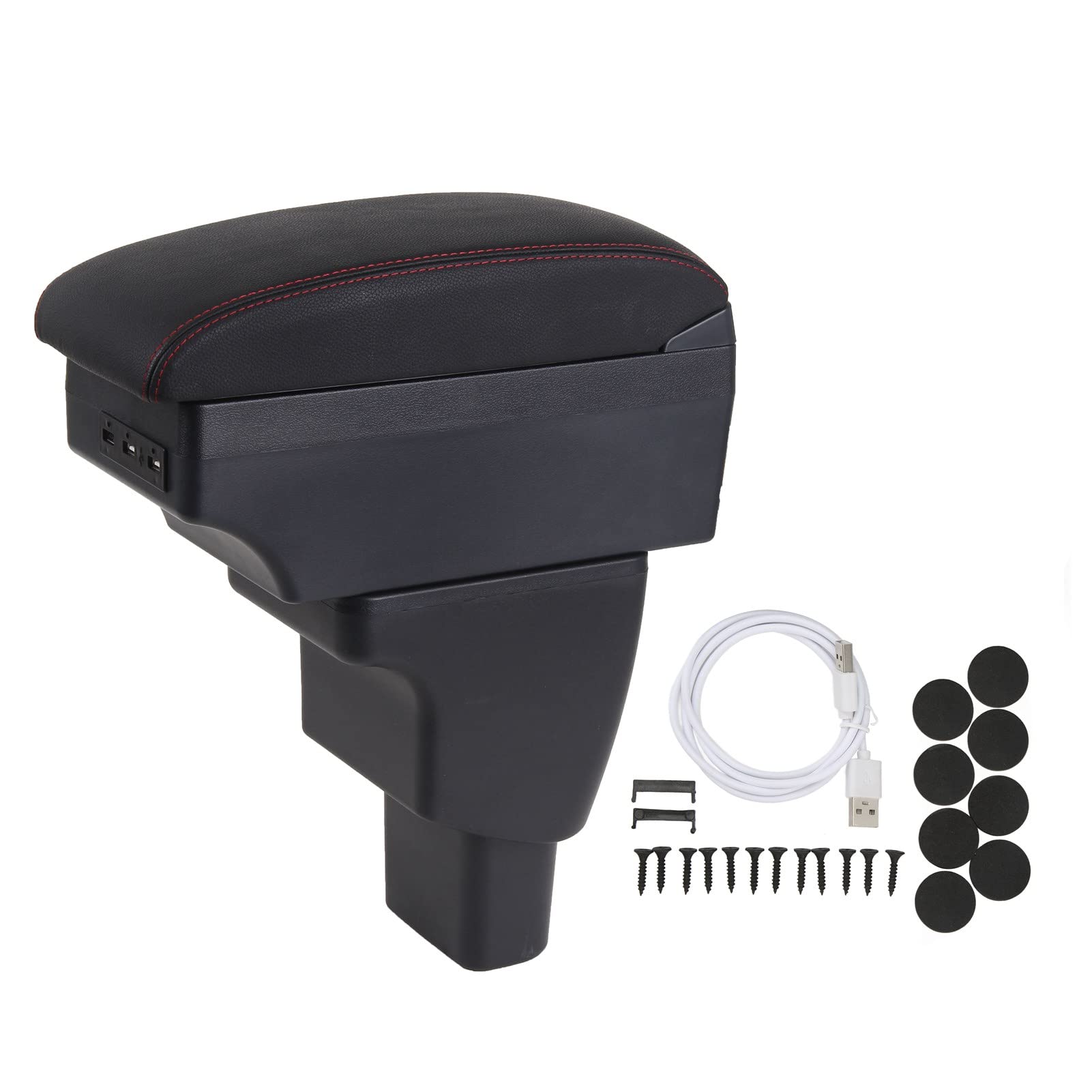 RiToEasysports Scatola per Braccioli Scatola Portaoggetti per Console Centrale in ABS e Pelle PU con 7 Porte USB Organizer e Supporto per Bracciolo di Ricambio per I10 per Uso Quotidiano nella Guida