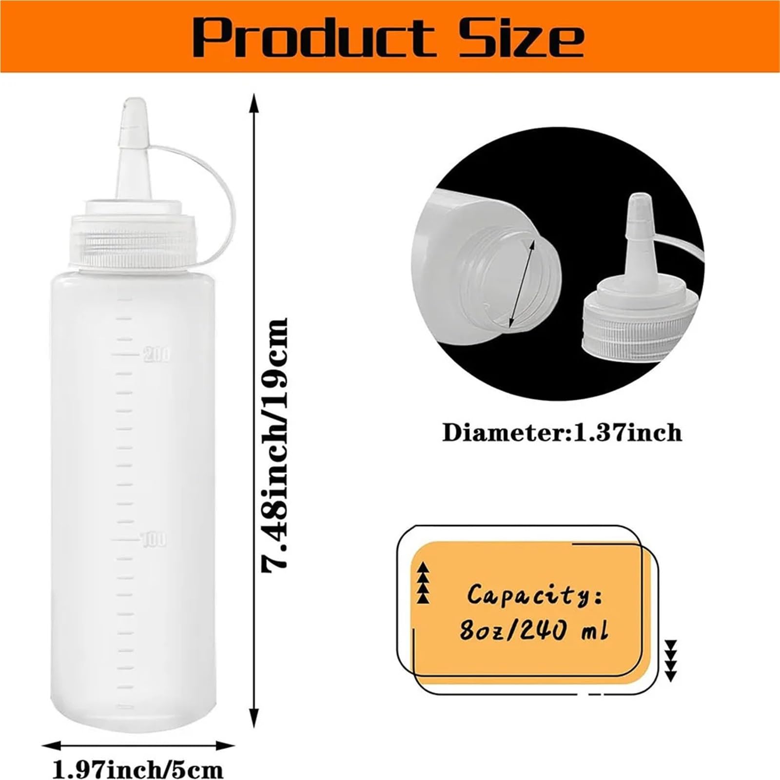 12 bottiglie di plastica da spremere 8 once for ketchup, condimenti, salsa barbecue, grigliate, artigianato, sciroppo per Condimenti