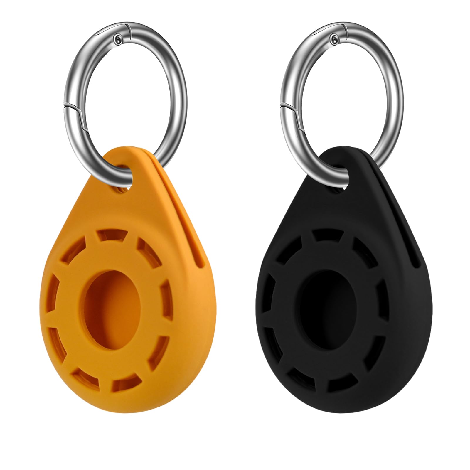 Silicone Case for Tile Sticker 2024 & AirTag 2021 with Keychain, 2 Pack Anti-Scratch Protective Cover for Tile Tracker (Black/Yellow)
