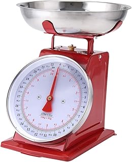 Kitchen Scale White Metal With A Stainless Steel Tray (22-Pound) (RED)