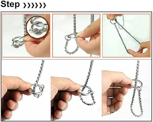 Miniatura 6 de Collar de cadena plateada para perro, estrangulador, collar de serpiente para entrenamiento de mascotas con eslabones pesados, 16 pulgadas, 0.118 in