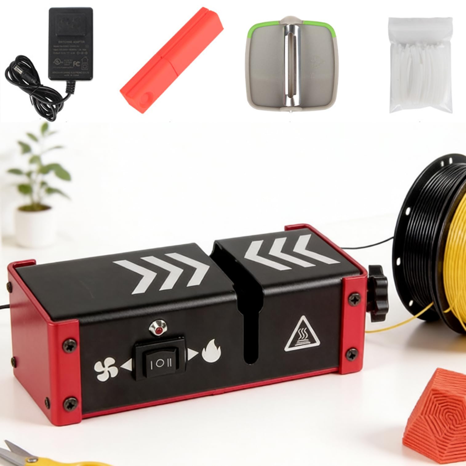 Złącze filamentu do drukarki 3D, narzędzie do łączenia filamentów, kompatybilne z filamentem 1,75 mm, zawiera 100 szt. rur teflonowych, szybkie nagrzewanie, regulowana szczelność zacisku