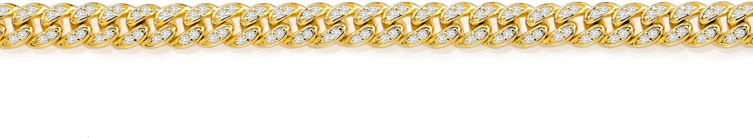Gem Stone King 1.00 Cttw White Moissanite Curb Chain Tennis Bracelet For Women In 18K Yellow Gold Plated Silver | Adjustable Up to 8.5 Inches - Image 3