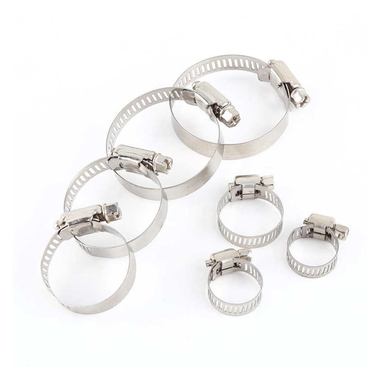 SHALLEZSOU Pipe clamp 10pcs Iron Galvanized Adjustable Drive Hose Clamp Fuel Line Worm Gear Size Pipe Clip Tube Fastener 8mm Spring Clips(10-16mm cross blade)