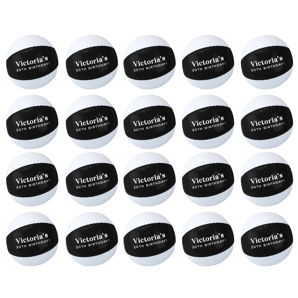 GiftsinaJiffy Personalised Inflatable Beach Balls, Custom Name Pool Party Balls 22cm, Summer Party Favours for Kids & Adults, Hen Party, Birthday, Holiday & Bulk Beach Accessories (Black)