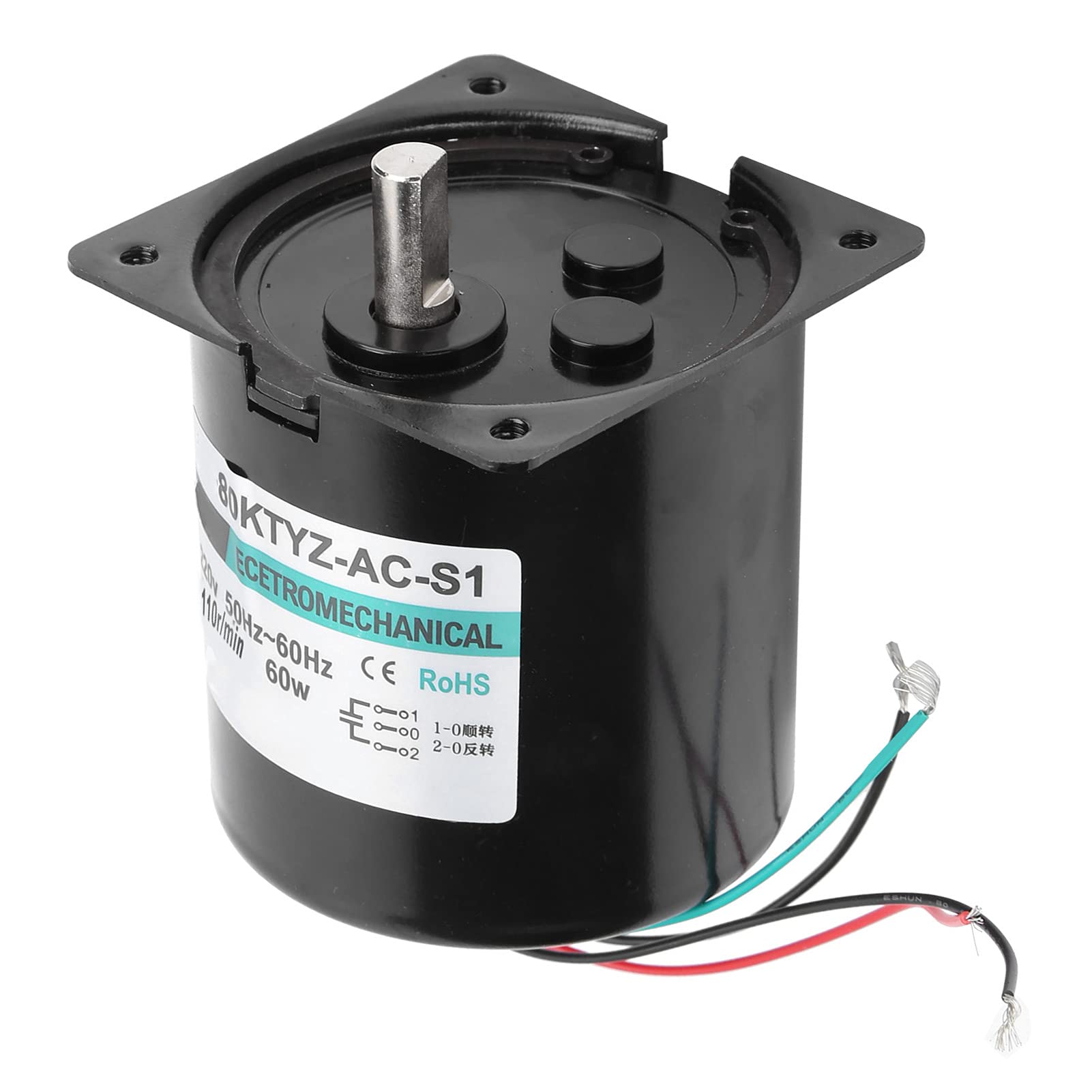 Aramox Motor Síncrono de CA, Motor Síncrono de Cobre XD80KTYZ 60W CW CCW Velocidad Ajustable Torsión Grande Baja Velocidad para Máquinas Herramienta CNC Instrumentos de Medición (110 rpm/min AC220V)