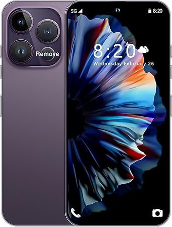 14 PM Unlocked Cell Phone,Smartphone Long Battery Life 6.82" HD Screen Unlocked Phones, 16+512GB Android 13.0 with 128G Memory Card, Dual SIM/Fingerprint Lock/Face ID/GPS Purple