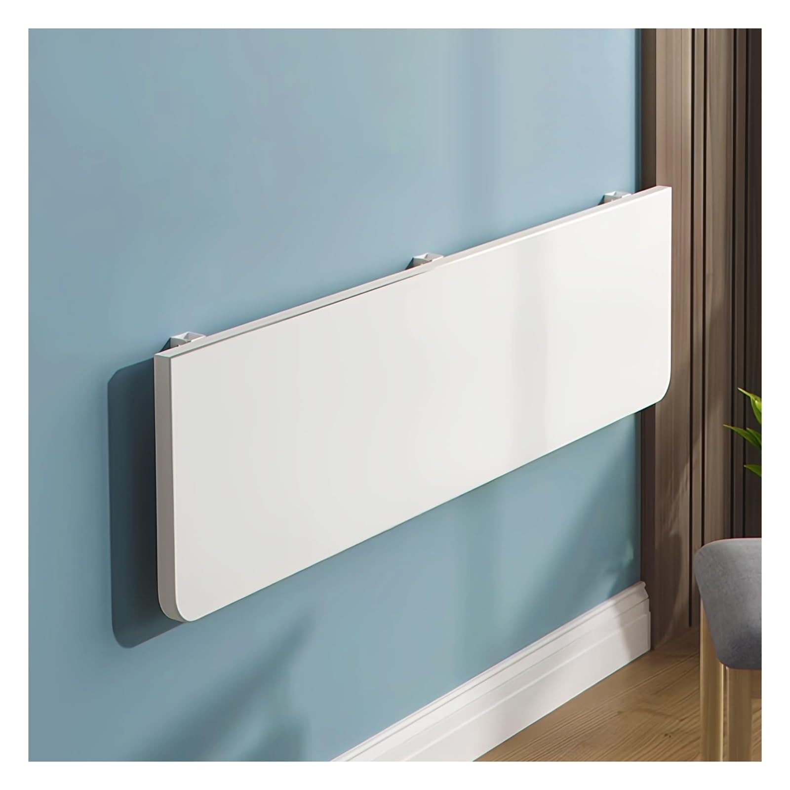 GJZQDKX Wall-Mounted Folding Desk Shelf, Space-Saving Versatile Table for Dining, Balcony, Bathroom, Kitchen - White, 40x24cm, Compact and Stylish
