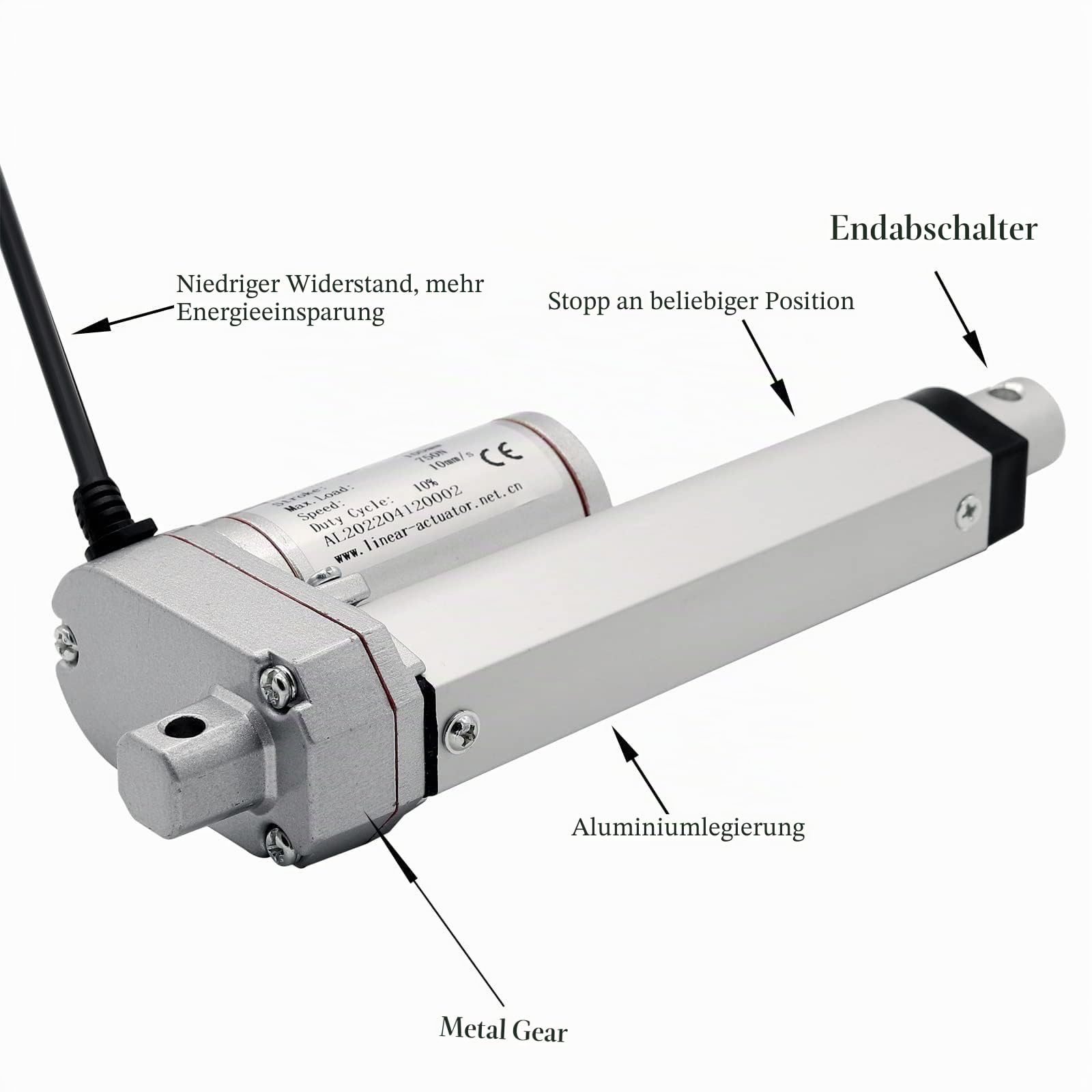 Linearmotor, 750N 100mm 12v DC Linear Actuator Motor Elektro Zylinder Schubstangenmotor für Auto,Möbel,RV,Türöffner,Industrielle Landwirtschaft, Gefäße usw