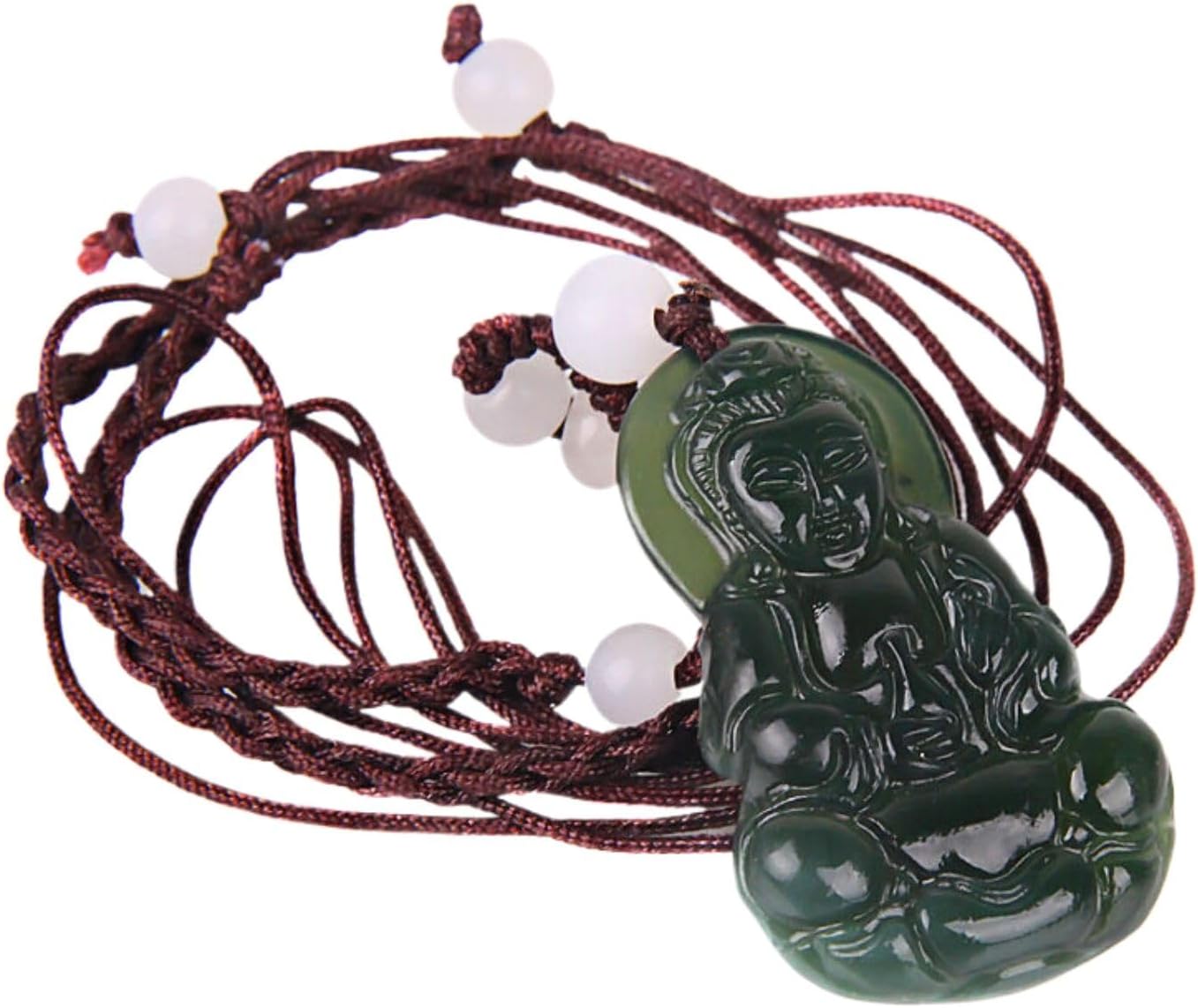 天然泰山玉玉吊坠碧玉观音 Laughing Buddha Maitreya Buddha Statue 弥勒佛像项链项坠男女士款送挂绳 9736