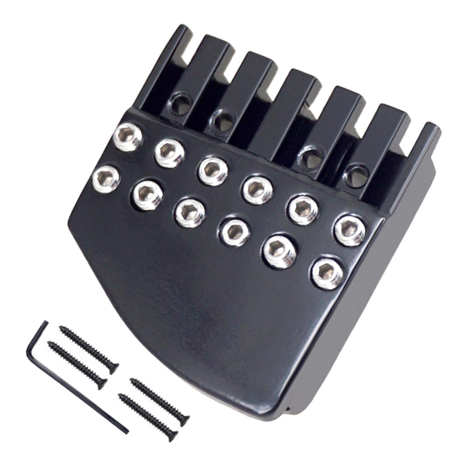 DYNWAVE Headless Guitar Bridge Nut Guitar String Lock Parts Replacements with Screws 6 String Fixed Saddle for Instrument Accessories