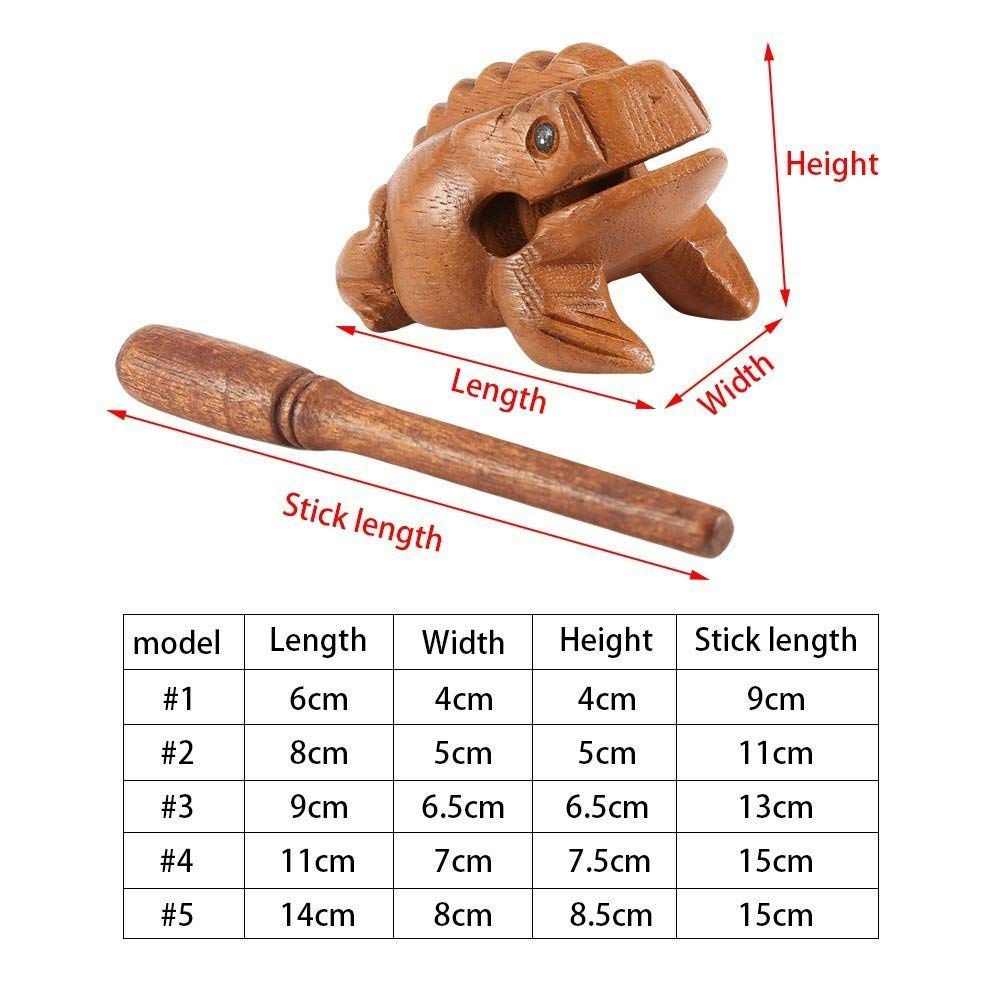 Drewniana żaba Tajlandii Tradycyjny rzemieślniczy instrument muzyczny z rechotem Wystrój biura domowego z młotkiem (Wymiar: 12,7 cm)
