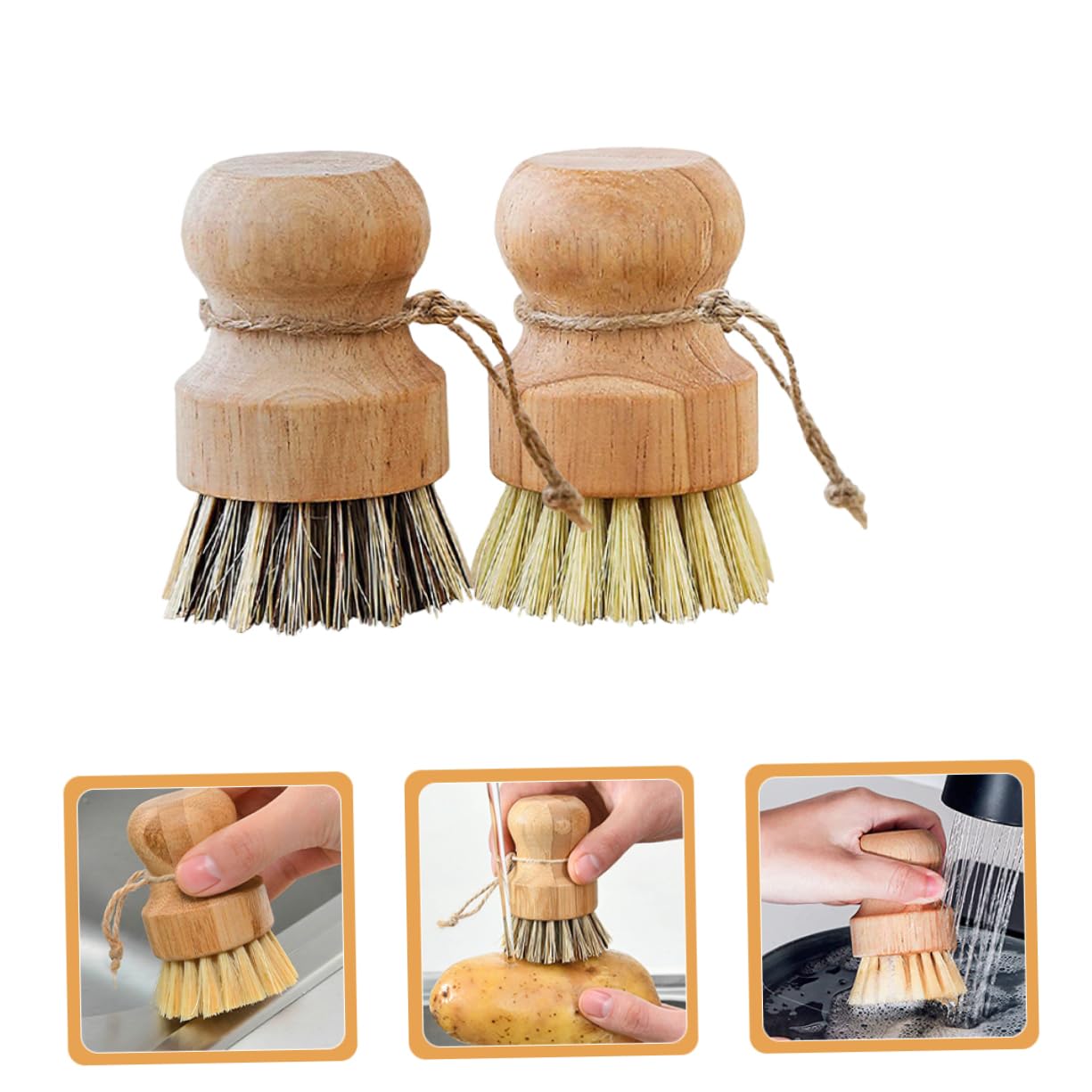 Amosfun 5 Juegos Juego De Cepillos para Platos De Cocina Cepillo para Platos Cacerola Dish Brush Cepillos Limpiar Azulejos Fregar Cepillo para Lavar con Mango De Madera 4 Uds * 5