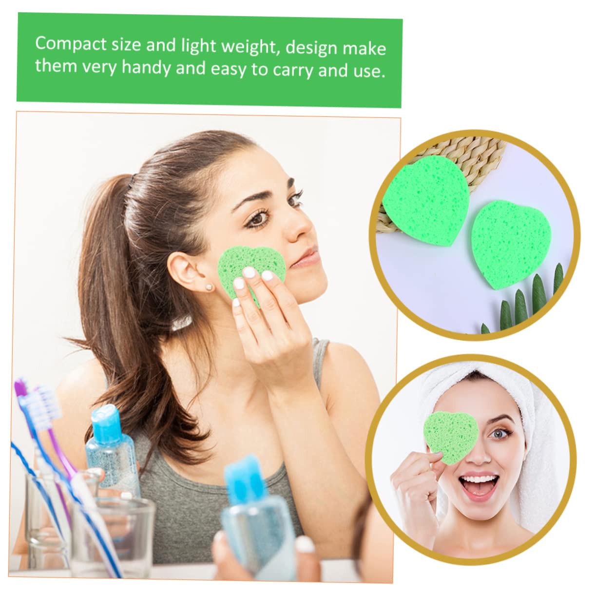 Ipetboom 15pcs Heart Shaped Facial Sponges Reusable Makeup Remover Pads for Soft Absorbent Face Sponge for Exfoliating Removing Makeup