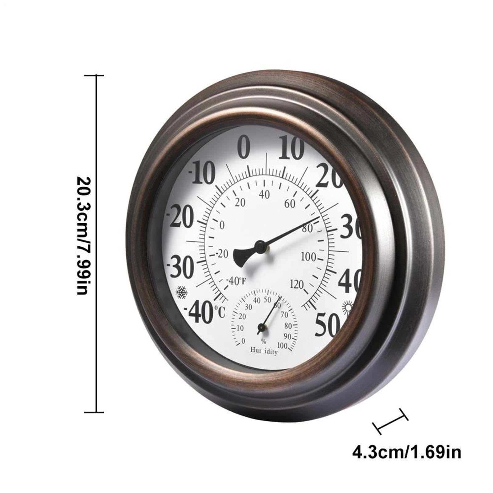 Igrometro – Struttura in ferro da 20 cm, misuratore di temperatura e | umidità, strumento per interni ed esterni, per montaggio a parete, quadrante europeo