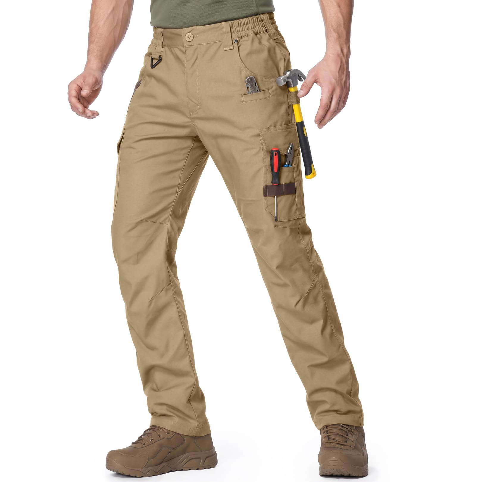Men's Work Pants, Ripstop Water Resistant Stretch Outdoor BDU Tactical Hiking Utility Cargo Pants for Men