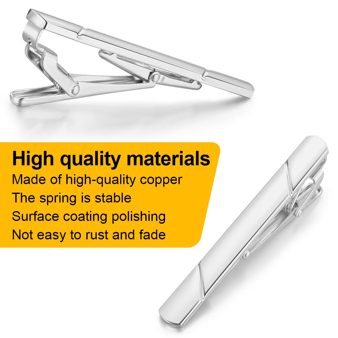 Set 3 Fermacravatte Uomo Eleganti - Classico Per Ufficio, Matrimonio, Eventi Formali E Vita Quotidiana - Foto 4