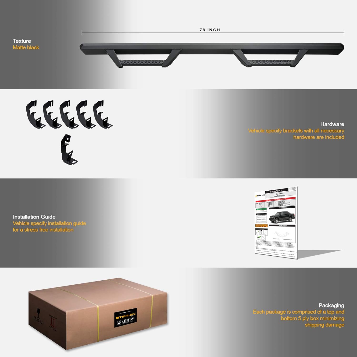 Stehlen 642167819080 Compatible with 2007-2018 Chevy Silverado GMC Sierra / 2019 LD Limited Double (Extended) Cab Hoop Drop Step Side Nerf Bars Rail Running Boards v2 - Matte Black