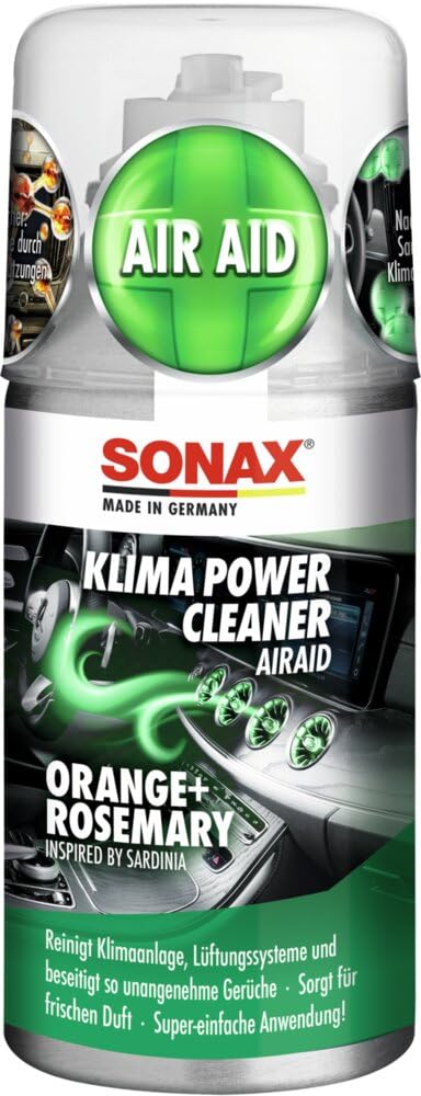 SONAX KlimaPowerCleaner AirAid Orange+Rosemary (100 ml) Klimaanlagenreiniger sorgt schnell und ienfach für langanhaltende Lufthygiene im Auto | Art-No. 03230000