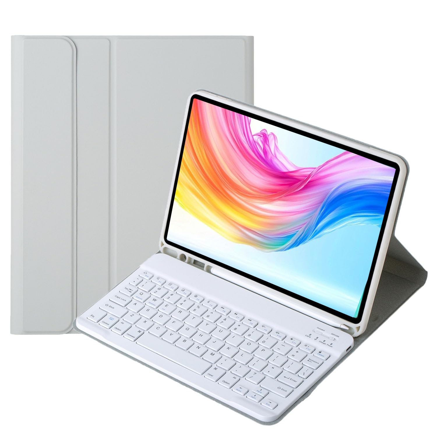 Custodia con tastiera per Samsung Galaxy Tab A11+/A9 Plus 11" Tablet Cover tastiera magnetica rimovibile QWERTY per Tab A11+,grigio