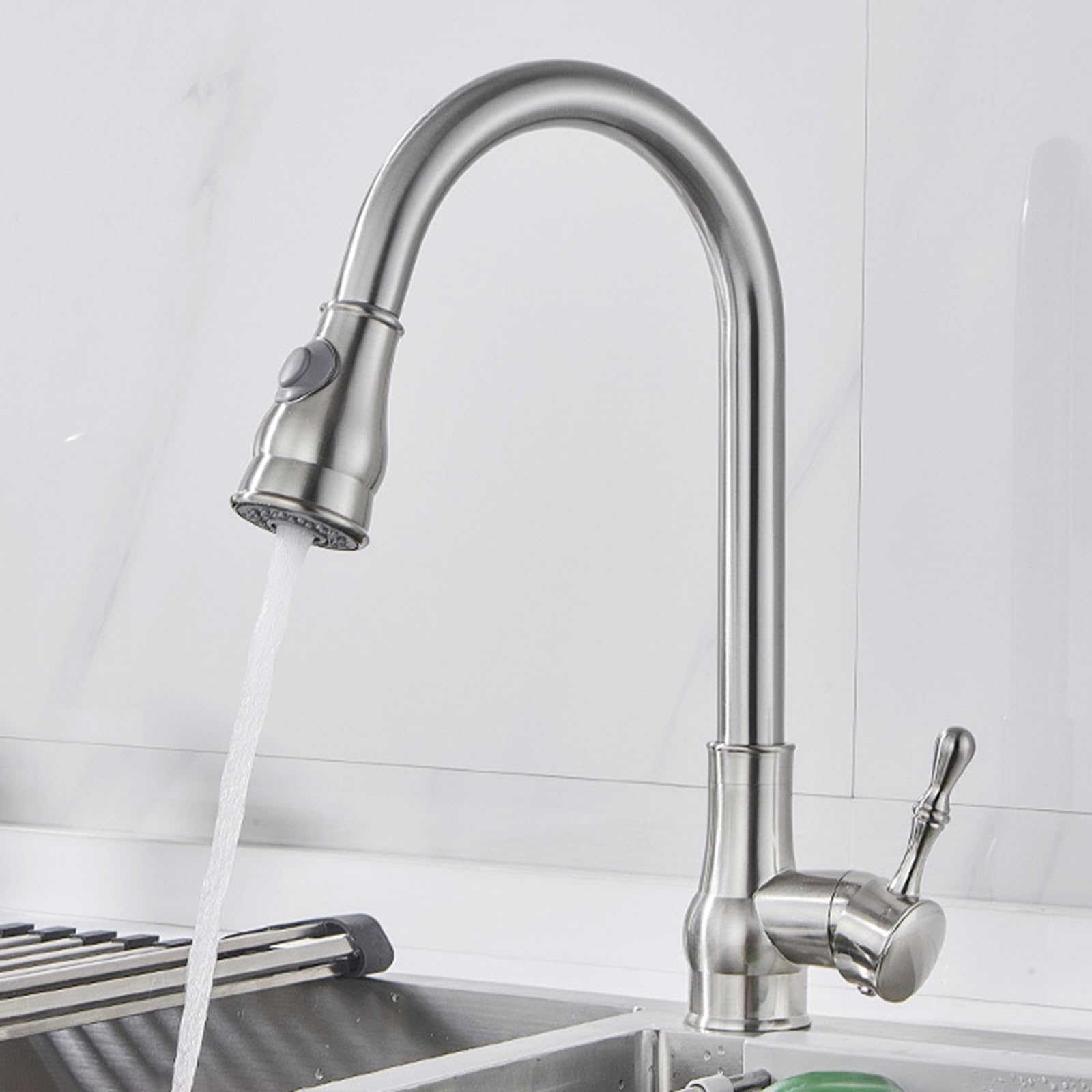 Zbbdfazd Gebürstet Brushed Brass Pull-Down Kitchen Faucet With 2 Spray Modes 360° Swivel Single Handle Single Hole Design For Modern Sinks -& Stylish Spülmischer