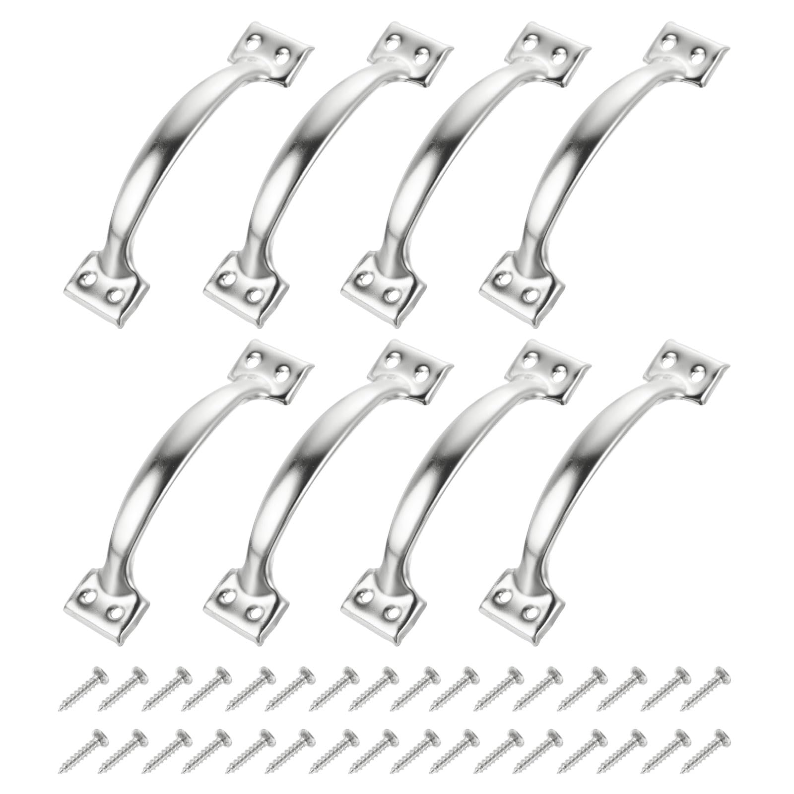 uxcell 8pcs 6 Inches Gate Handle Metal Vintage Door Drawer Pulls Vintage Furniture Handles with Screw for Kitchen Cupboard Closet Door Silver