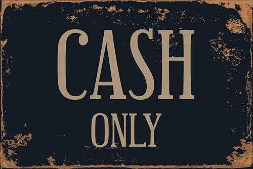 Cartel de vinilo retro vintage de 8 x 12 pulgadas de Cash Only disponible en Yaxa Costa Rica