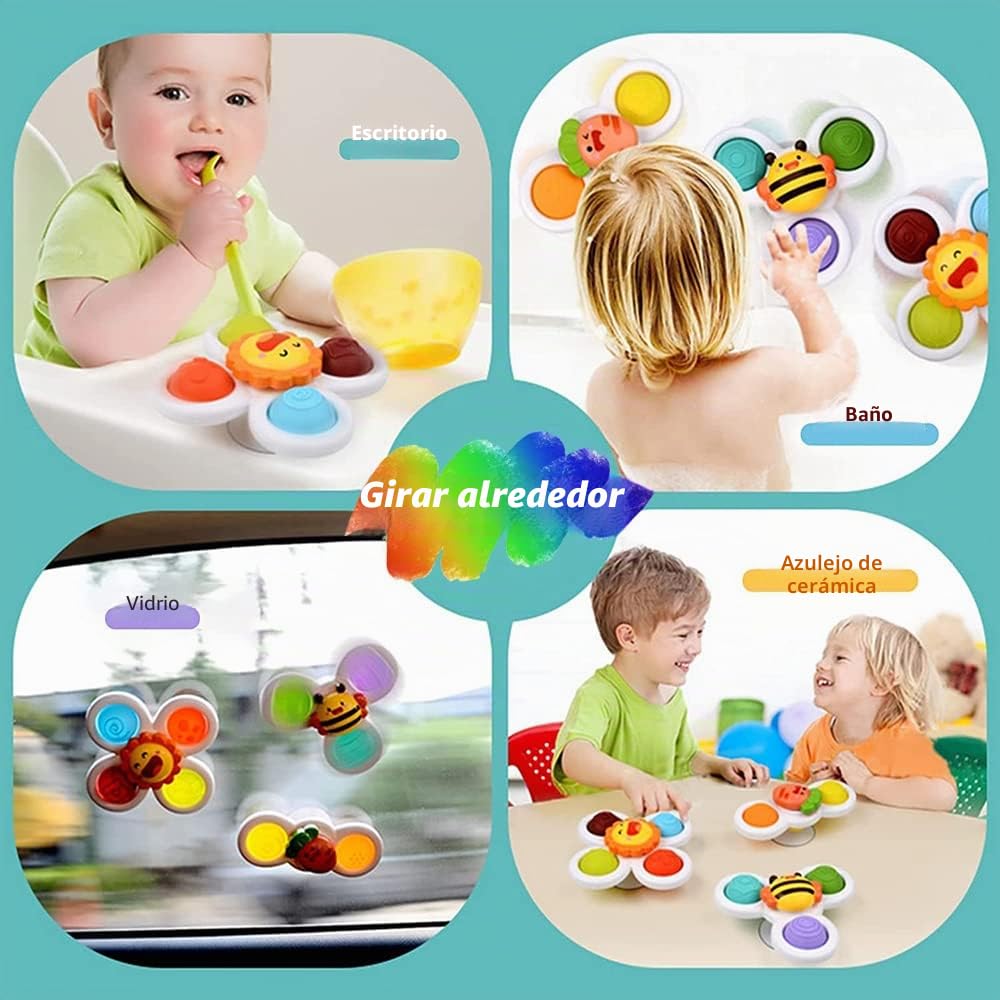 Montessori Juguetes para Bebés (12 Piezas), Cubos de Habilidades Motoras, Juegos Educativos Juguetes para Niños Juego de Clasificación de Formas, con 3 Trompos y 6 Formas Multisensoriales