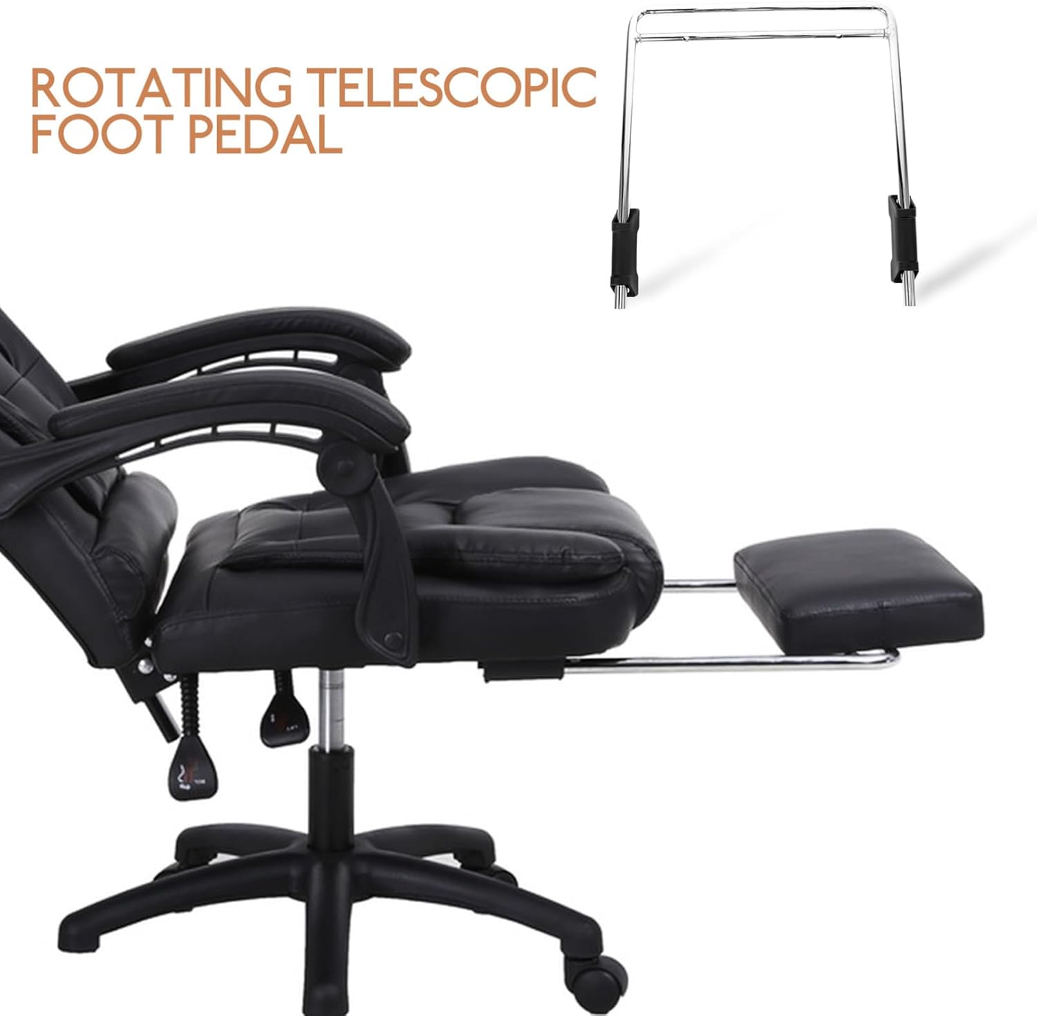 Angoily Retractable Swivel Office Chair Footrest Attachment 16.7 Inch Extendable Ergonomic Leg Rest for Gaming and Work Under Desk Support