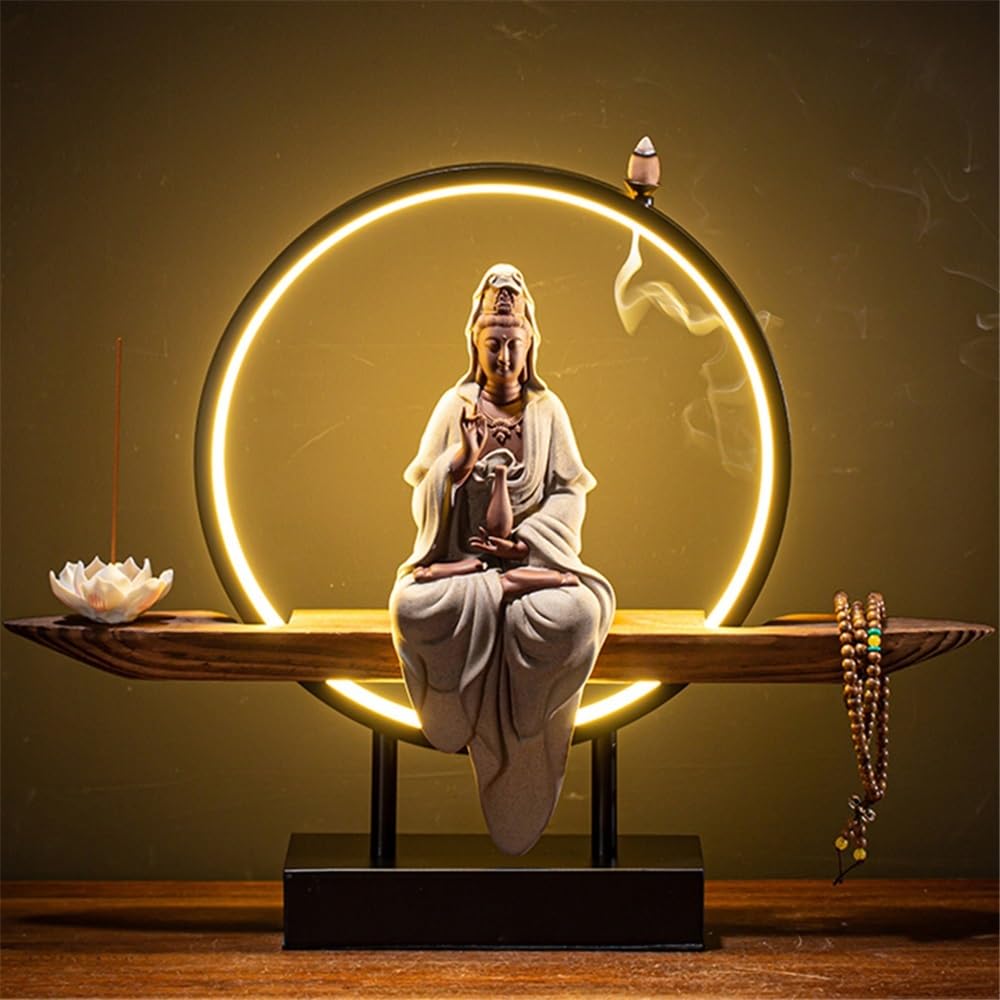Recogedor de Cenizas Quemador de Incienso reflujo, Creativo, Decorativo, cerámica, Guanyin Bodhisattva, for el hogar y la Sala Estar Decorativo