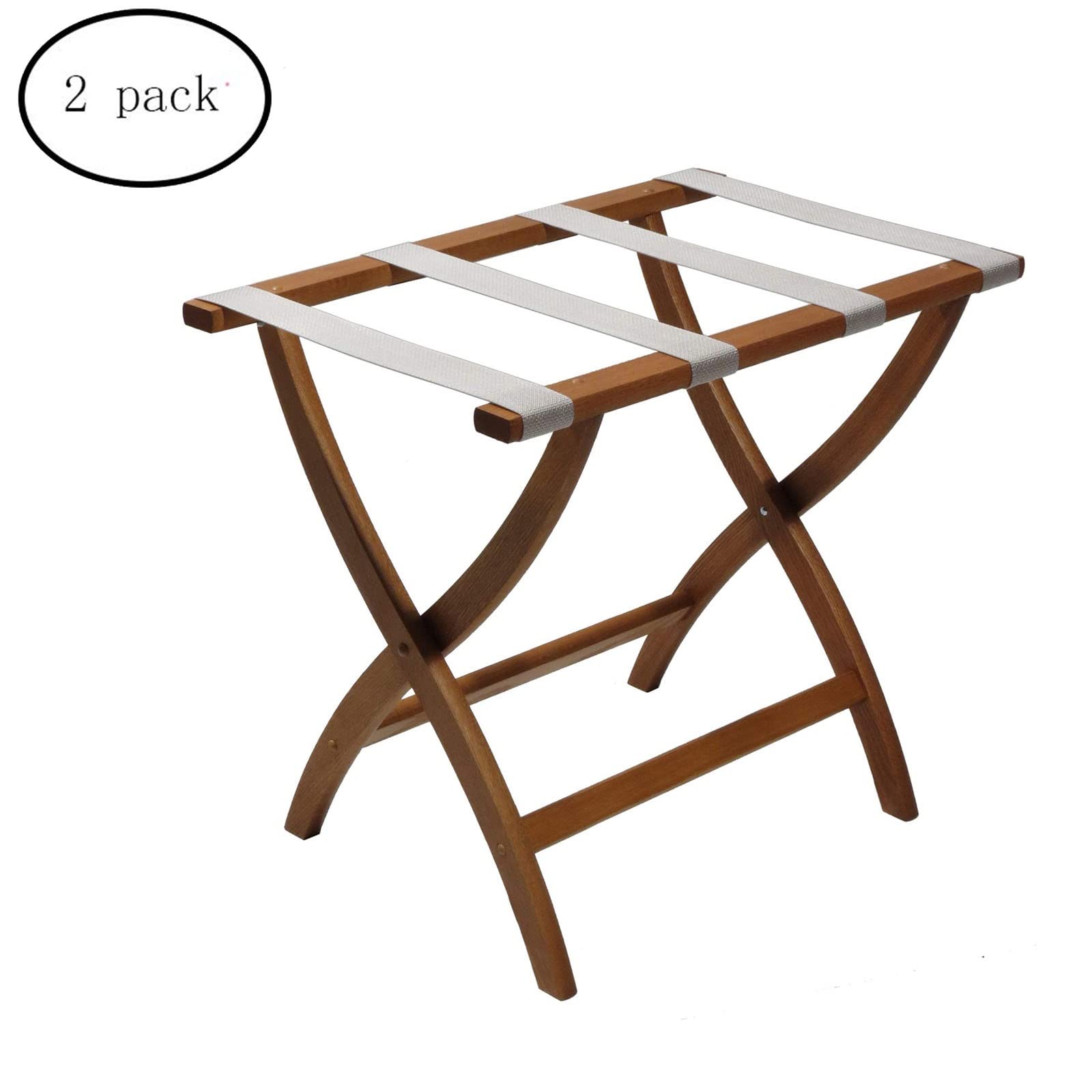 Porte-bagages pliable pour valises – Support de valise avec sangles en nylon, en bois massif, pour chambre à coucher, chambre d'amis, hôtel, étagère à chaussures multifonction, 60 x 40 x 60 C